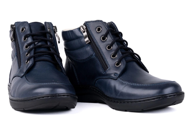 Trzewiki damskie , ocieplone naturalną owczą wełną, granat Łukbut 7240-3-Z-220