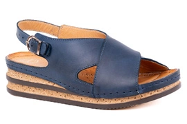 Sandały damskie na koturnie granatowe Łukbut 16160-3-L-436