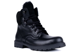 Ciepłe trapery na zimę ,męskie z cholewką za kostkę czarne Łukbut 08950-4-Z-001