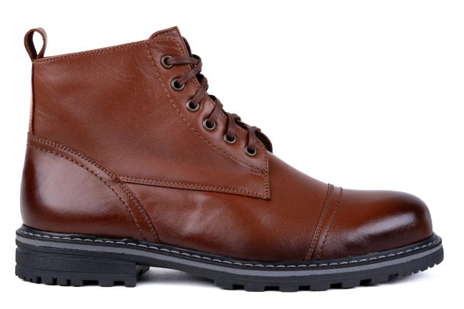 Brązowe trzewiki męskie w stylu traperka Łukbut 22240-4-Z-003