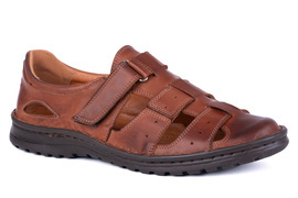 Półbuty męskie na lato brązowe Łukbut 20710-4-L-003