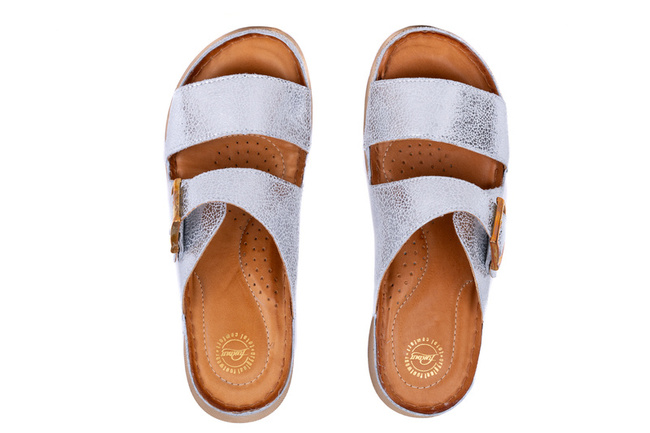 Płaskie klapki damskie złoty Łukbut 21080-3-L-669