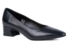 Czółenka damskie na niskim obcasie z noskiem w szpic czarne Łukbut 24170-3-J-100