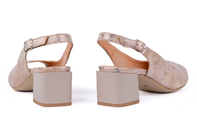 Złote sandały damskie odkrytą piętą i palcami Łukbut 21770-3-L-721 