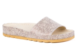 Klapki damskie beżowe z miedzianym połyskiem Łukbut 15450-3-L-705