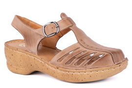 Sandały damskie komfortowe z zakrytymi palcami Łukbut 1422 BEŻ (050)Z