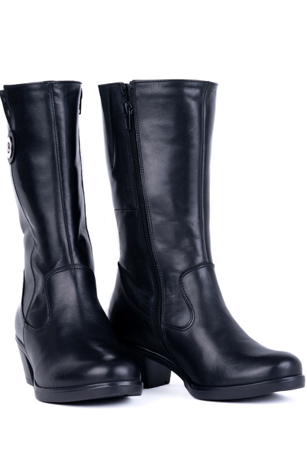 Kozaki damskie  do połowy łydki czarne  Łukbut 06770-3-Z-100 