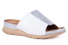 Płaskie klapki damskie biale Łukbut 21070-3-L-667