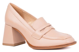 Czółenka damskie na obcasie beżowe Łukbut 24320-3-J-592