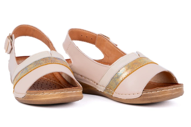 Komfortowe sandały damskie , komfortowe na tęższe stopy Łukbut 11040-3-L-546