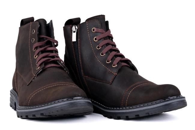 Brązowe trzewiki męskie w stylu traperka Łukbut 22240-4-Z-109