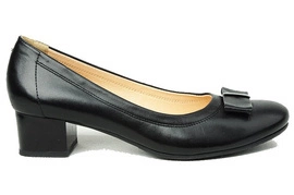 Czółenka na klocku czarne z kokardką Łukbut 5863/2252+1430