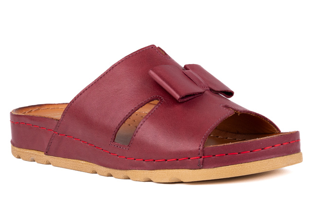 Klapki damskie, w kolorze bordowym Łukbut 25930-3-L-209