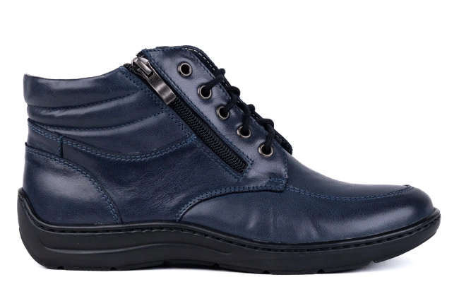 Trzewiki damskie , ocieplone naturalną owczą wełną, granat Łukbut 7240-3-Z-220