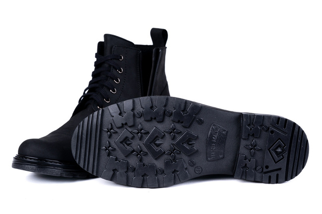 Trzewiki męskie w stylu traperka w kolorze czarnym ze skóry crazy  Łukbut 22240-4-Z-208