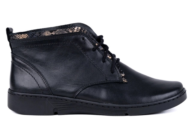 Trzewiki damskie w czarnym kolorze Łukbut 19060-3-Z-100