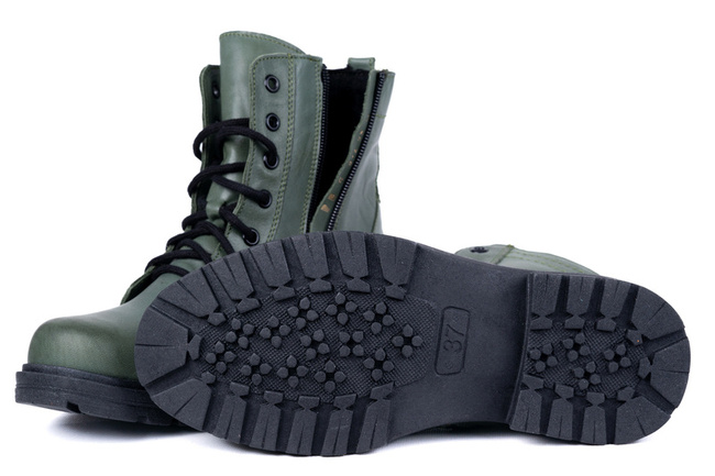 Ciepłe trapery w oliwkowym kolorze Łukbut 6140-3-Z-244 