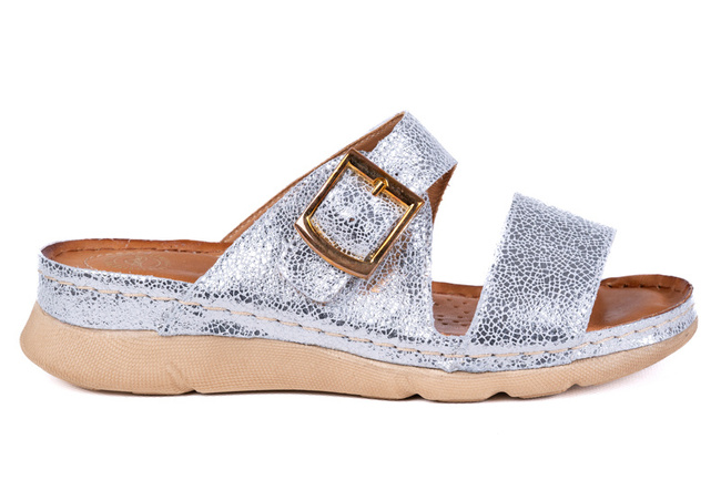 Płaskie klapki damskie złoty Łukbut 21080-3-L-669