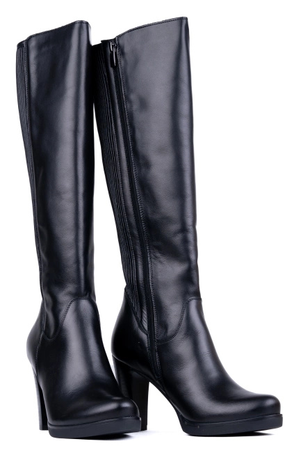 Kozaki damskie skórzane na szerszą łydkę Łukbut 29330-3-Z-001 