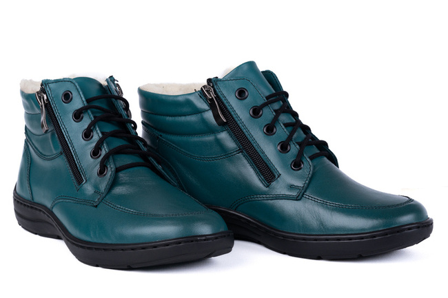 Trzewiki damskie, ocieplone naturalną owczą wełną Łukbut 07240-3-Z-435