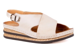 Sandały damskie na koturnie kremowe 16160-3-L-264