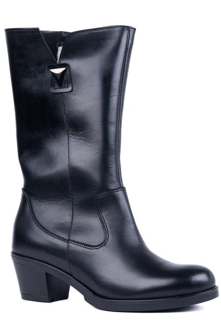 Kozaki damskie czarne z ozdobą Łukbut 677