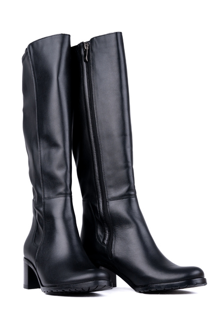 Kozaki damskie skórzane na szerszą łydkę Łukbut 29220-3-Z-001