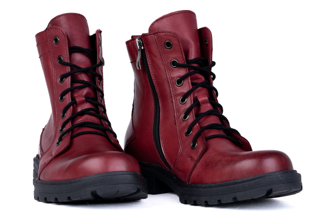 Ciepłe trapery w bordowym kolorze Łukbut 06140-2-Z-209 