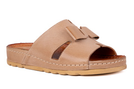 Klapki damskie beżowe połyskiem Łukbut 25930-3-L-050