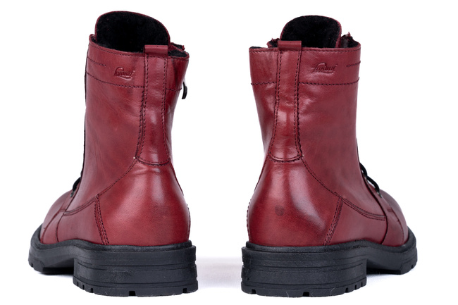 Ciepłe trapery w bordowym kolorze Łukbut 06140-2-Z-209 