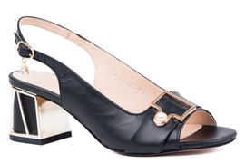 Sandały damskie z ozdobą,na klocku Łukbut 24490-3-L-001