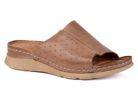 Płaskie klapki damskie beżowe Łukbut 21070-3-L-050