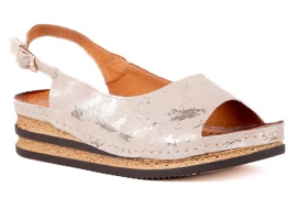 Sandały damskie na koturnie kremowe 24770-3-L-707