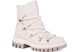 Kremowe trekkingi damskie Łukbut 23080-3-Z-243