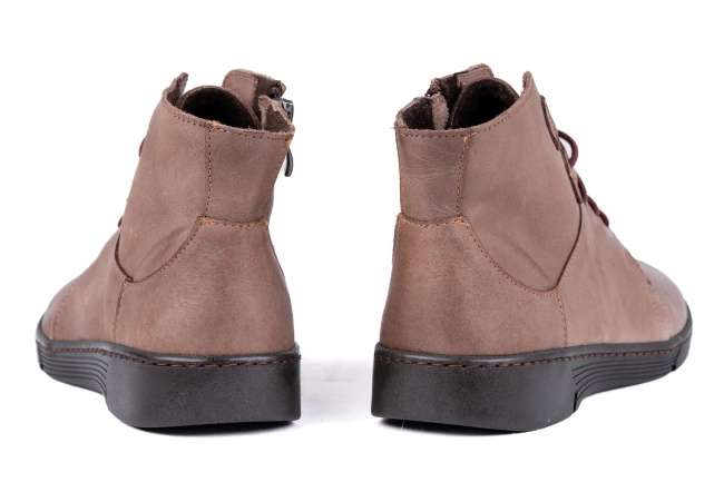 Lekkie skórzane trzewiki damskie,brązowe Łukbut 18160-3-Z-202