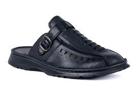 Czarne klapki męskie z plecionką Łukbut 9540-4-L-001