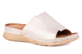 Płaskie klapki damskie złote Łukbut 21070-3-L-668