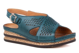 Sandały damskie na koturnie szmaragdowe Łukbut 1616P-3-L-435