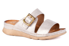 Płaskie klapki damskie złoty  Łukbut 21080-3-L-670