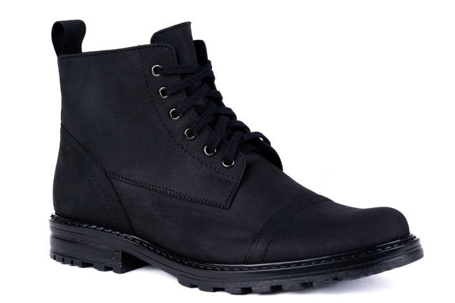 Trzewiki męskie w stylu traperka w kolorze czarnym ze skóry crazy  Łukbut 22240-4-Z-208