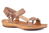 Sportowe sandały damskie  na rzepy , w beżowym kolorze Łukbut 06360-3-L-050