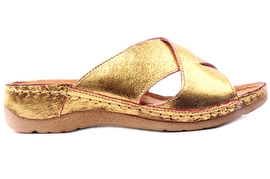 Damskie klapki ,niski koturn ,złote, polski producent obuwia Łukbut 1553