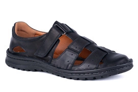 Półbuty męskie na lato czarne Łukbut 20710-4-L-001