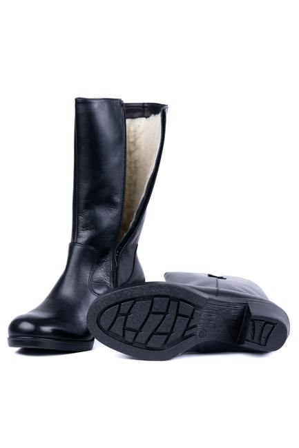 Kozaki damskie czarne z ozdobą Łukbut 677