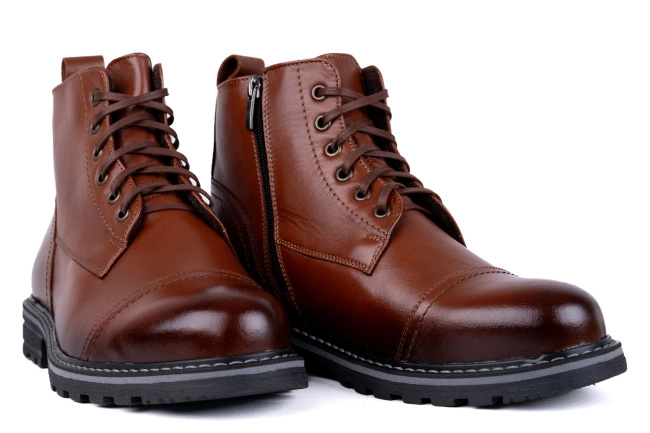 Brązowe trzewiki męskie w stylu traperka Łukbut 22240-4-Z-003