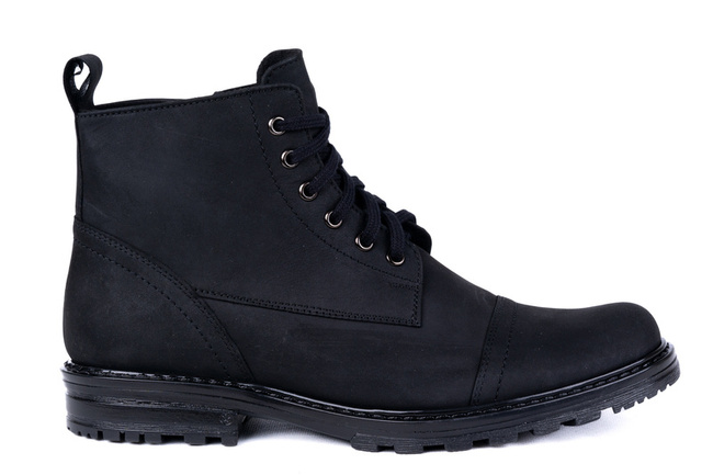 Trzewiki męskie w stylu traperka w kolorze czarnym ze skóry crazy  Łukbut 22240-4-Z-208