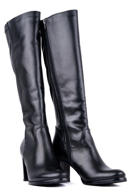 Kozaki damskie skórzane na szerszą łydkę Łukbut 29300-3-Z-001 