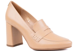 Czółenka damskie na słupku beżowe Łukbut 24230-3-J-585