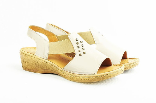 Sandały damskie komfortowe białe Łukbut 1750
