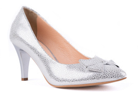 Srebrne szpilki damskie z kokardą Łukbut 5901